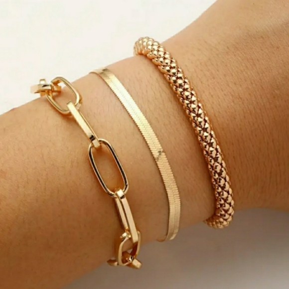 NEW Gold 3-Pc Women's Bracelet Set - Picture 1 of 5